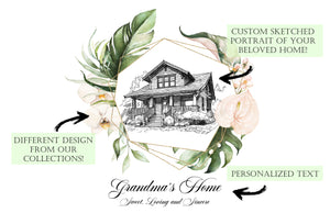 Personalize your custom home portrait with a message, quote or family name. Memorable gift idea for first time homeowners or anyone looking for a personalized piece of artwork